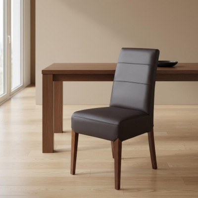 Ensemble de 4 chaises en bois massif et cuir pour salle à manger, chaises de designer, chaises de salle à manger.