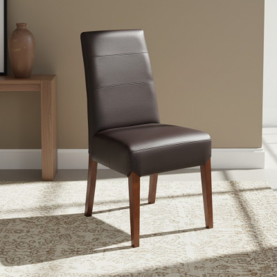 Ensemble de 6 chaises en bois massif et cuir pour la salle à manger, chaises design, chaises de salle à manger.