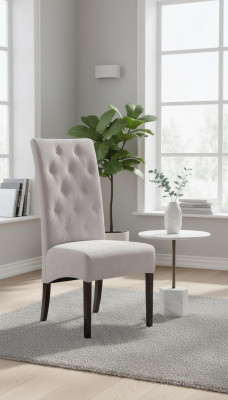 Ensemble de 2 chaises de salle à manger Chesterfield en bois massif design.