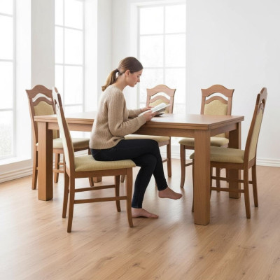 Salle à manger Groupe Chaise Ensemble 4x Chaises Siège de dossier Rembourrage Solide