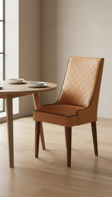 Ensemble de 4 chaises design en cuir, fauteuils rembourrés pour salle à manger, en bois pour la restauration.