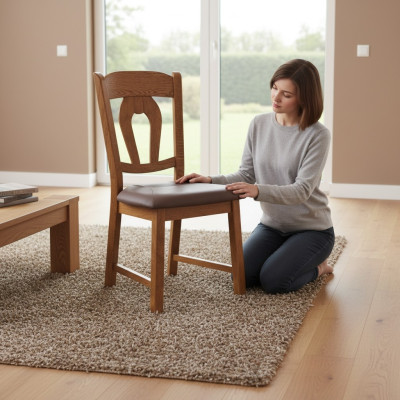 Ensemble de chaises design 2x Fauteuil en bois Chaises textiles Tissu Gastro Salle à manger Rembourrage neuf