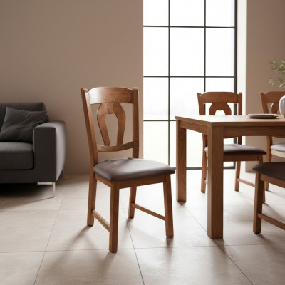 Chaise de salle à manger 8x Set de chaises Fauteuil en cuir Rembourrage en bois massif neuf Gastro Immédiat