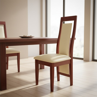 Lehn Fauteuil Chaise en bois massif Chaise à accoudoirs en bois avec sellerie en cuir Design gastronomique