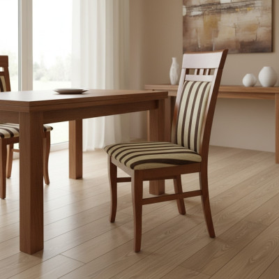 Ensemble de 8 chaises Design Fauteuil Rembourrées de tissu Salle à manger en bois massif.