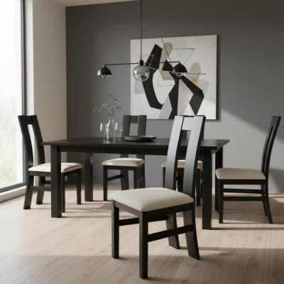 Ensemble de chaises design 2x fauteuil bois textile rembourré chaises tissu salle à manger gastro
