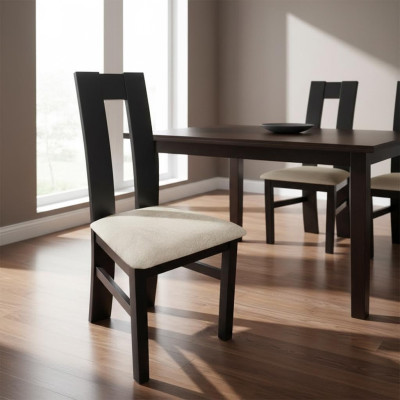 Design Set 4x Fauteuil Chaise Bois Textile Rembourrage Chaises Gastro Salle à manger Tissu