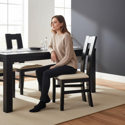 Ensemble de 6 chaises avec accoudoirs en bois et revêtement en cuir à 100%.