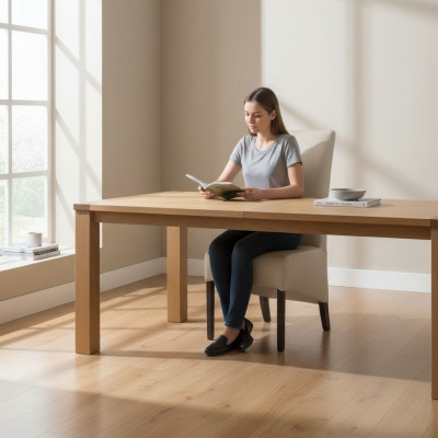 Fauteuil design en bois, rembourrage en cuir pour salle à manger, chaise textile gastro