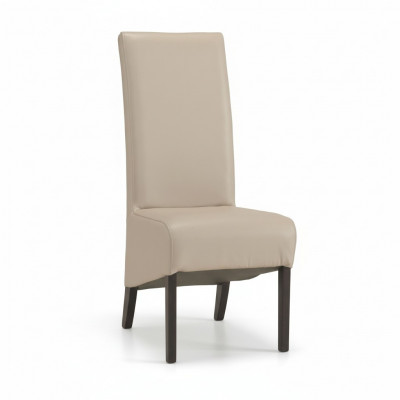 Fauteuil design en bois, rembourrage en cuir pour salle à manger, chaise textile gastro