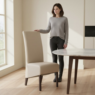 Chaise design Lot de 4 chaises de salle à manger neuves 100 % cuir