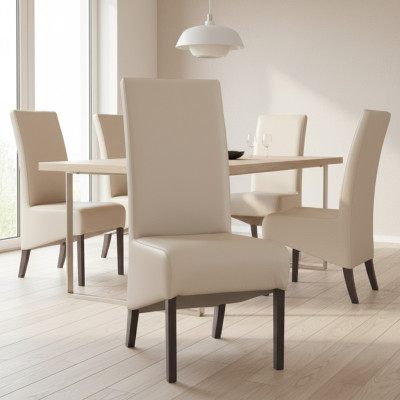 Chaise design Lot de 4 chaises de salle à manger neuves 100 % cuir