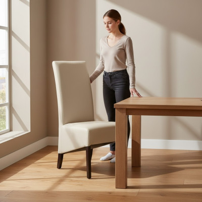 Définissez 6 chaises fauteuils design en bois avec revêtement en cuir pour salle à manger Gastro groupe de chaises.
