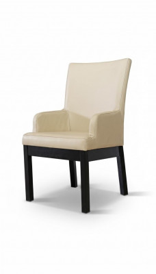 Ensemble de deux chaises rembourrées pour fauteuil design en bois 100% cuir pour salle à manger gastronomique.