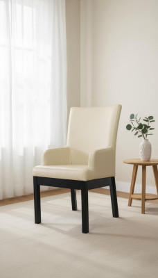 Ensemble de 6 chaises avec accoudoirs en bois et rembourrage pour salle à manger