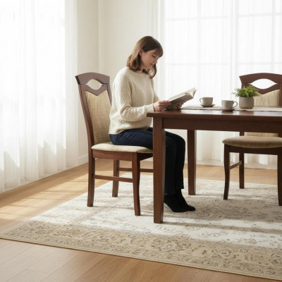 Fauteuil Chaise Design Bois Revêtement Textile Gastro Salle à manger Tissu Chaises Fauteuil