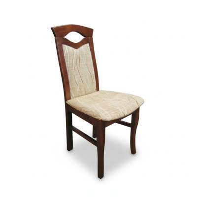 Ensemble de 2 chaises de fauteuil design en bois avec rembourrage textile pour salle à manger ou espace gastronomique.