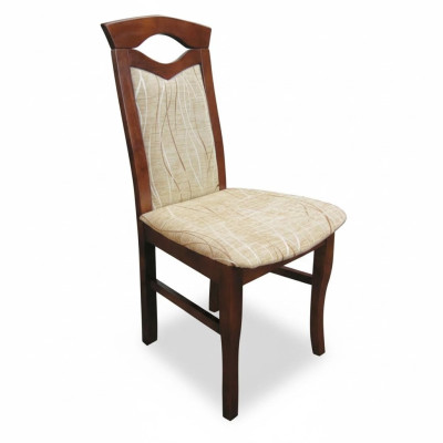 Ensemble de 4 chaises en bois avec rembourrage textile pour salle à manger ou restauration.