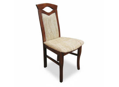 Ensemble de 4 chaises en bois avec rembourrage textile pour salle à manger ou restauration.