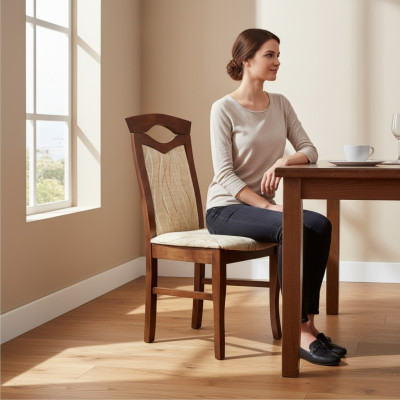 Ensemble de 8 chaises en textile avec accoudoirs, design en bois avec rembourrage, chaises pour salle à manger ou restaurant.