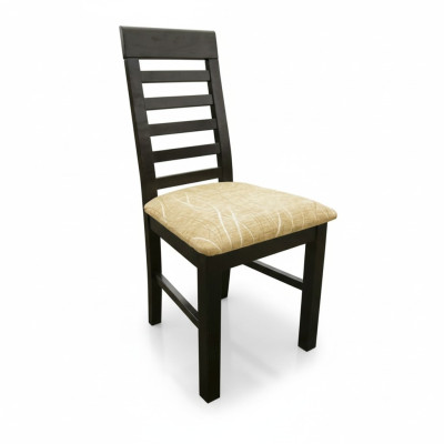 Ensemble de 4 chaises de salle à manger en bois par un designer avec revêtement en textile.