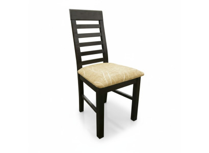 Ensemble de 4 chaises de salle à manger en bois par un designer avec revêtement en textile.
