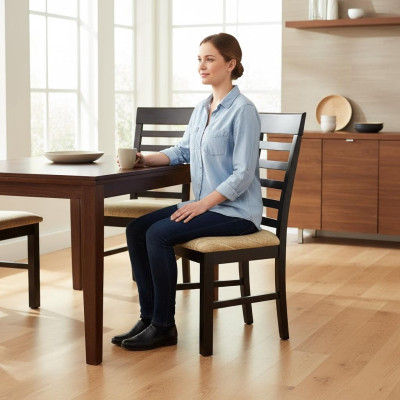 Ensemble de 8 fauteuils de design en textile et bois avec rembourrage pour salle à manger gastronomique.