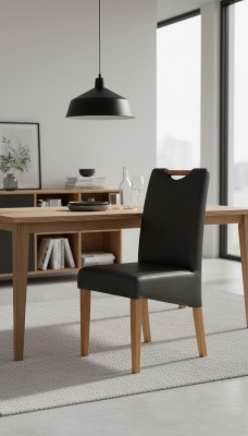 Fauteuil de design Fauteuil en bois Revêtement cuir Salle à manger Chaise de bistrot en cuir
