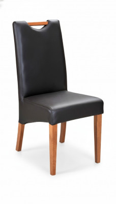 Fauteuil de design Fauteuil en bois Revêtement cuir Salle à manger Chaise de bistrot en cuir