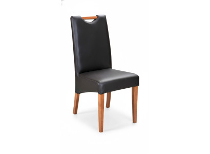 Fauteuil de design Fauteuil en bois Revêtement cuir Salle à manger Chaise de bistrot en cuir