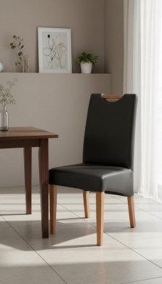 Ensemble de rembourrage de fauteuil design 2 chaises en bois 100% cuir Chaises Salle à manger neuves