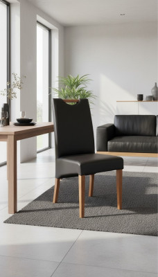 Ensemble de fauteuil design Rembourrage 4x Chaise Bois Chaises en cuir 100% Salle à manger de restauration
