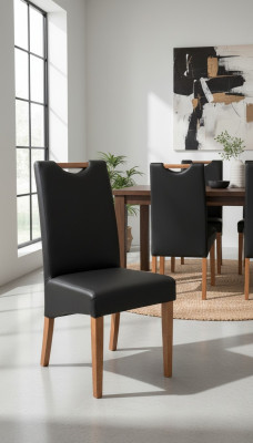 Ensemble de 8 chaises de fauteuil en bois avec revêtement en cuir pour salle à manger gastro
