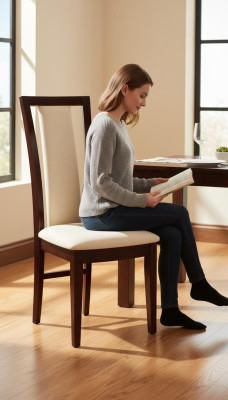 Fauteuil design Fauteuil en bois Revêtement Salle à manger Gastro Chaise en cuir Chaises