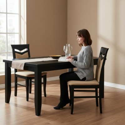 Ensemble de 2 fauteuils Chaise Design Bois Tissu Rembourrage Chaises Gastro Salle à manger Textile