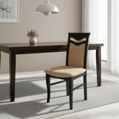 Classique 4x Fauteuil Chaise Designer Bois Tissu Chaises Revêtement Gastro Salle à manger