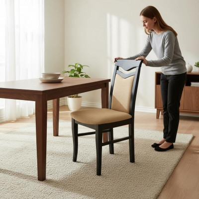 Ensemble de design 6x Chaise Fauteuil Bois Textile Rembourrage Chaises Gastro Salle à manger Tissu