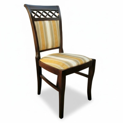 Ensemble de 6 chaises de fauteuil design en bois et tissu pour salle à manger gastronomique.