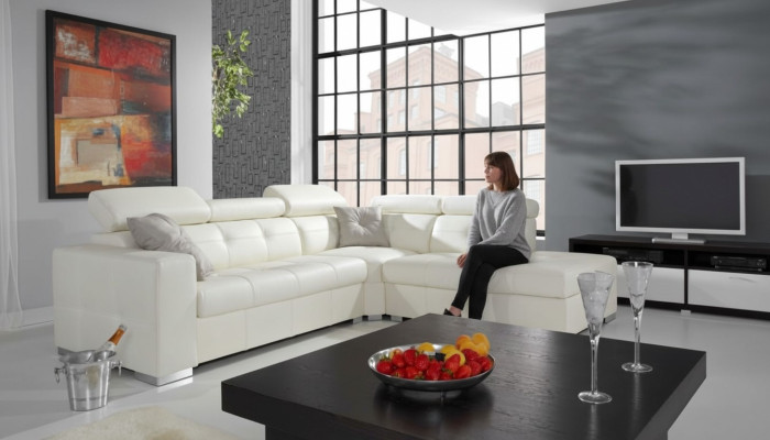 Canapé d'angle design paysage vivant Rembourrage Angle Canapé 100% cuir Canapé Siège