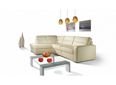 Canapé d'angle Canapé en cuir 100% avec siège modulable, design moderne.