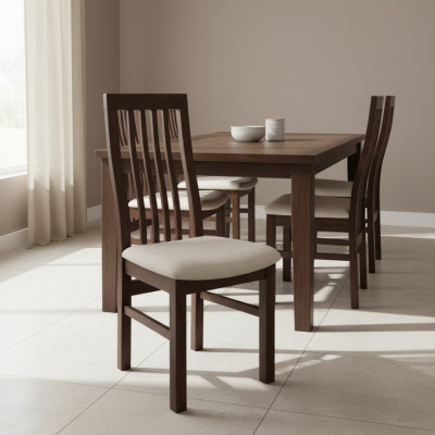Ensemble de 8 chaises de salle à manger en bois massif avec accoudoirs et rembourrage en tissu pour la restauration.