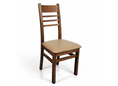 Ensemble de 4 fauteuils design en bois avec revêtement en cuir pour la salle à manger ou la restauration.