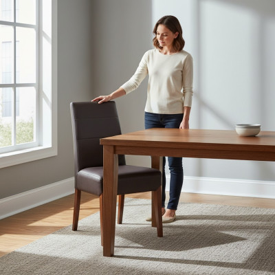 Ensemble de 4 chaises de salle à manger en bois massif avec accoudoirs, chaises rembourrées en bois pour le mobilier de salle à manger.