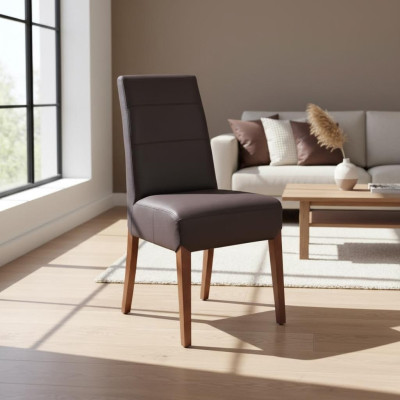 Ensemble de 6 chaises de salle à manger en bois massif avec revêtement en cuir pour les restaurants.