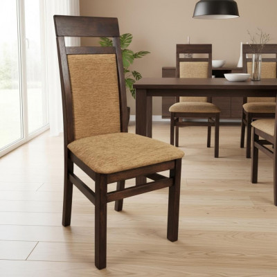 Ensemble de chaises design 2x Fauteuil en bois Chaises en tissu Salle à manger Nouvelles garnitures
