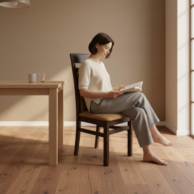Ensemble de 6 chaises de salle à manger en bois massif avec revêtement en tissu.