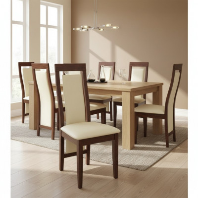 Chaise de salle à manger 10x Ensemble de chaises Fauteuil Rembourrage Bois massif Chaises gastro Cuir nouveau