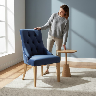 Set de 2 fauteuils en bois massif Chaise de salle à manger Tissu Rembourrage Chaise Gastro Salle à manger