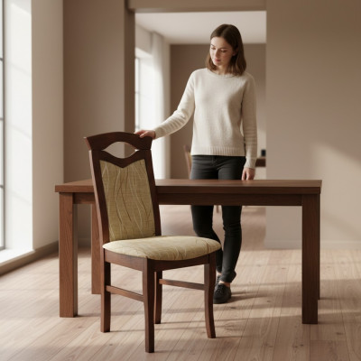 Ensemble de chaises de salle à manger 20x Chaise de salle à manger en bois massif avec revêtement en tissu pour la restauration	style Gastro.