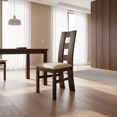 Ensemble de 4 chaises de salle à manger en cuir avec accoudoirs en bois massif.